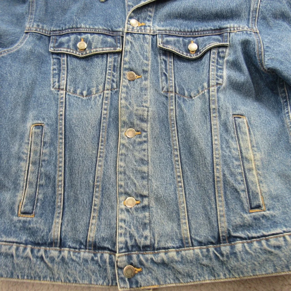 Wrangler Hero Mens Denim Trucker Jacket‎ Medium Wash Blue Cotton Size M RN15101